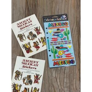 Vintage Ancient Mexican Stickers Lot & Stickopotamus Mexico Sheet 1991 Dover